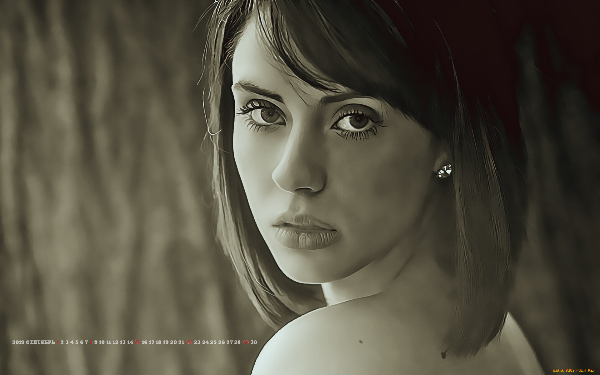 календари, компьютерный, дизайн, 2019, calendar, женщина, девушка, лицо, взгляд