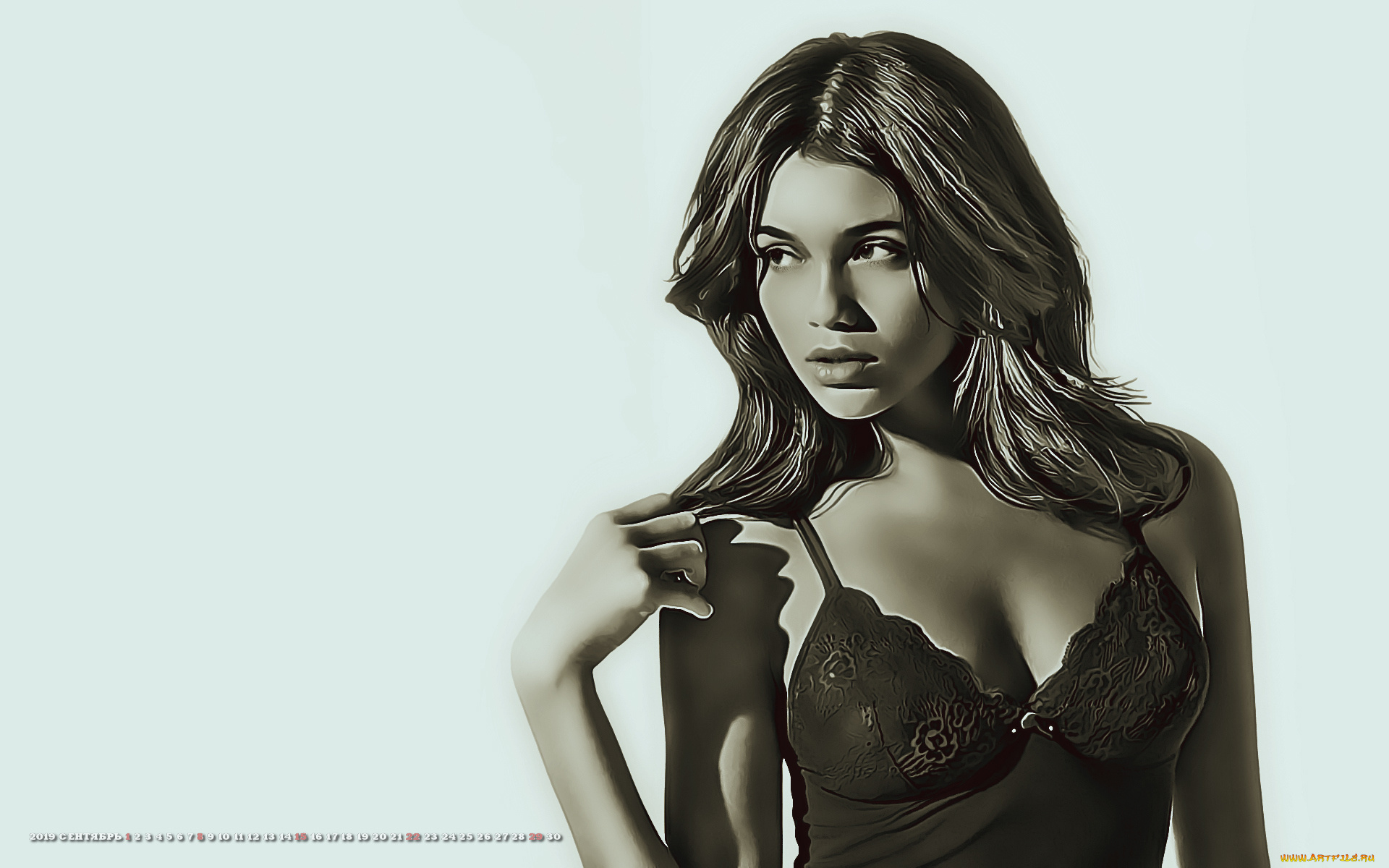 календари, компьютерный, дизайн, calendar, 2019, женщина, девушка