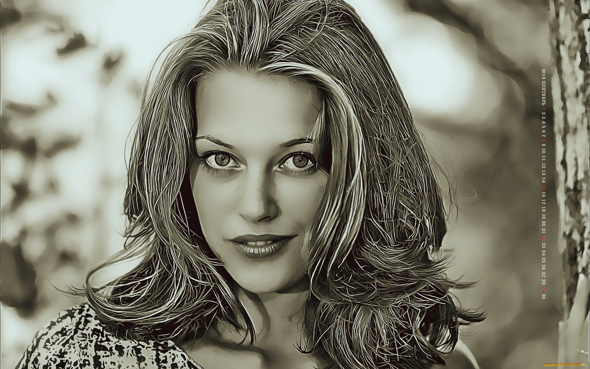 календари, компьютерный, дизайн, девушка, 2019, взгляд, лицо, calendar, женщина