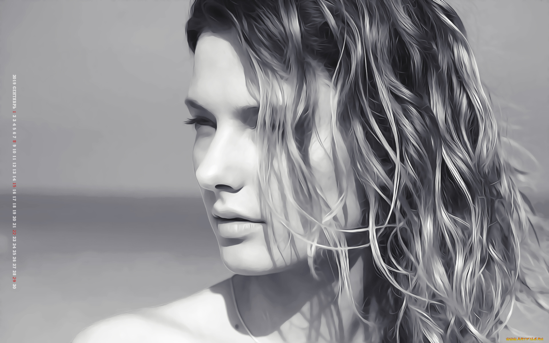 календари, компьютерный, дизайн, лицо, женщина, девушка, 2019, calendar