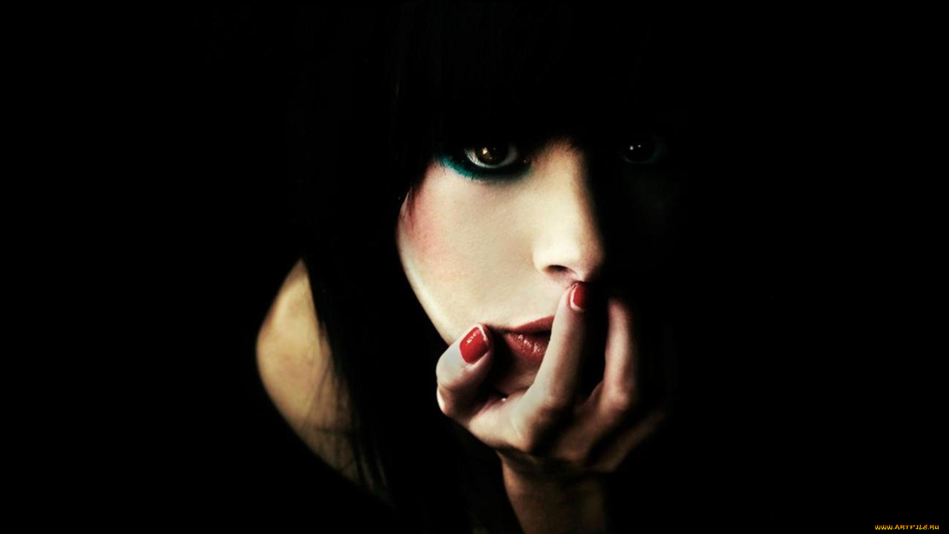 девушки, -, лица, , портреты, брюнетка, лицо