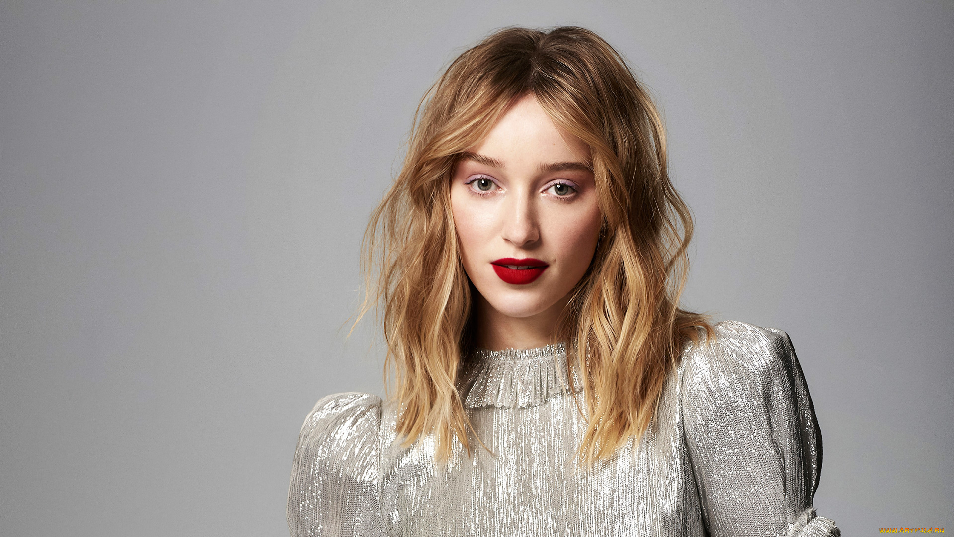 девушки, phoebe, dynevor, блондинка, лицо, платье