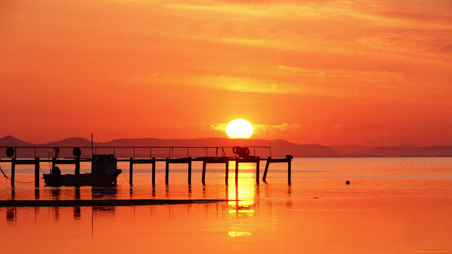 природа, восходы, закаты, закат, озеро, причал