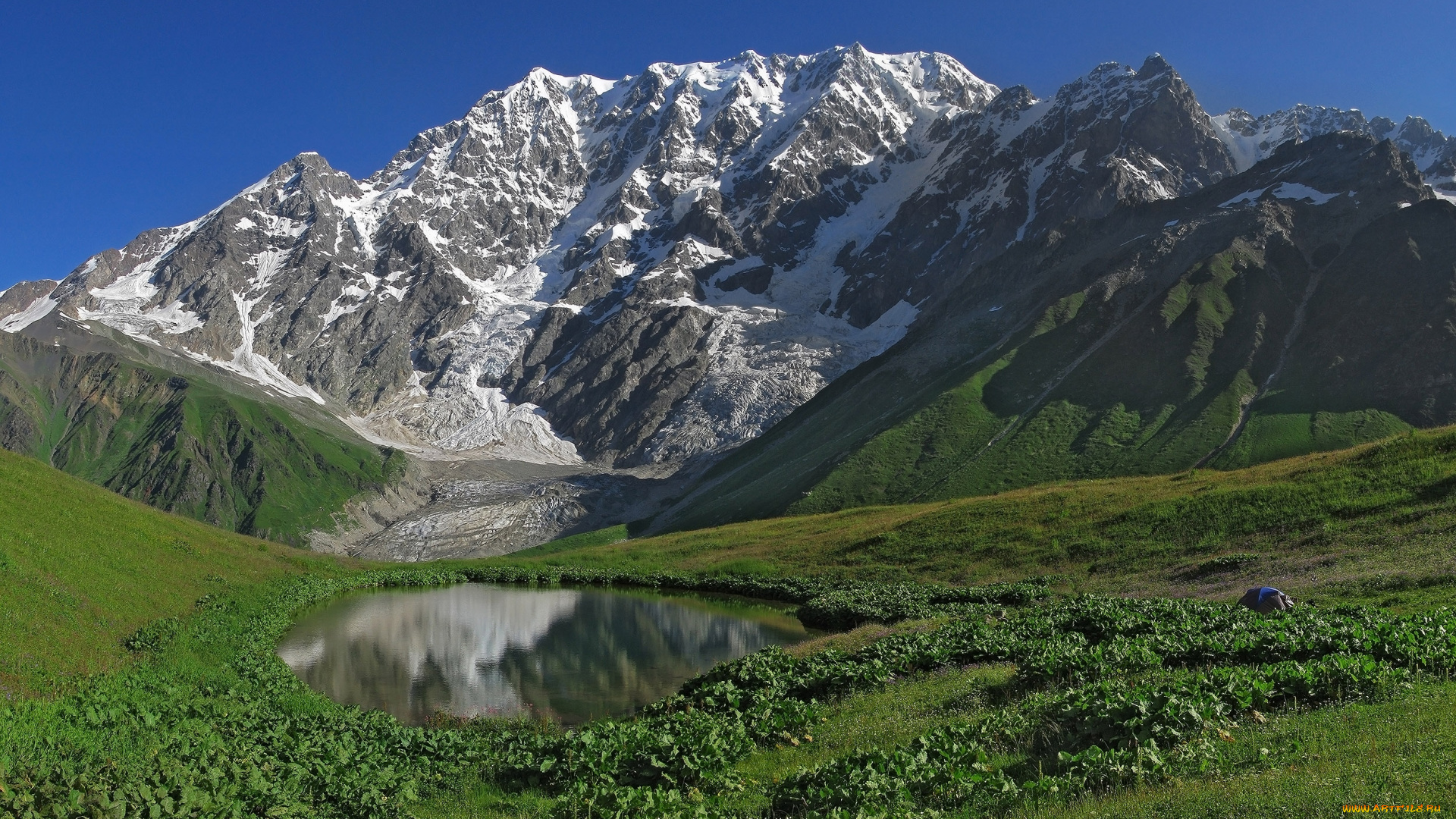 северный, кавказ, природа, горы, северный, кавказ, гора, озеро