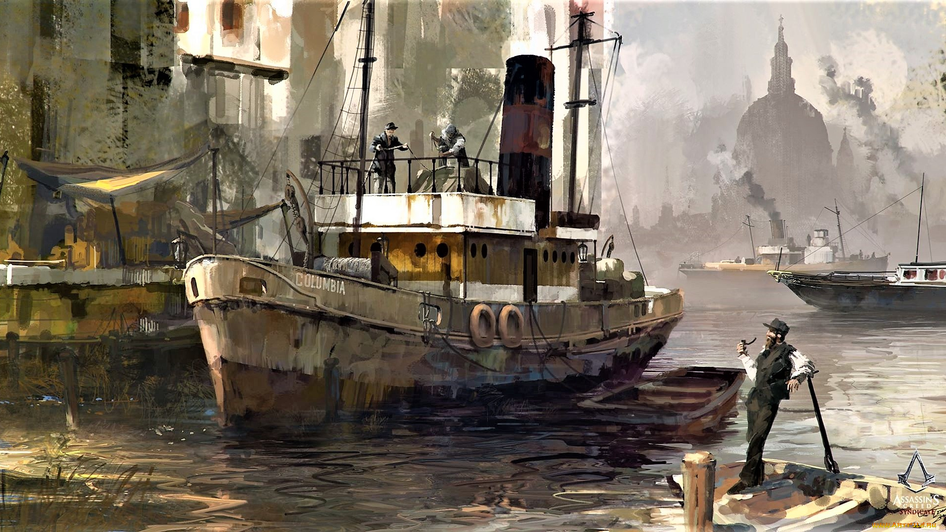 видео, игры, assassin`s, creed, , syndicate, корабли, люди, здания