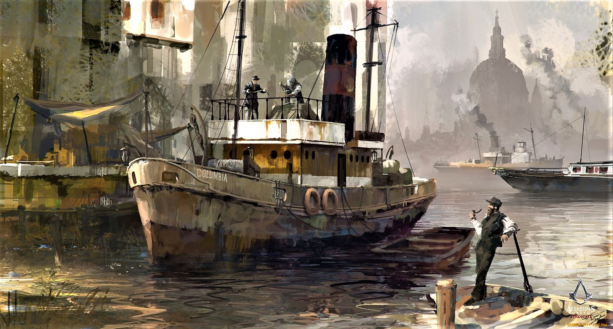 видео, игры, assassin`s, creed, , syndicate, корабли, люди, здания