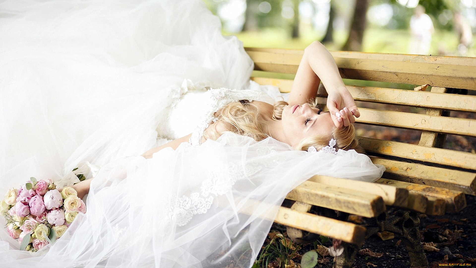 девушки, -, невесты, невеста, свадебное, платье