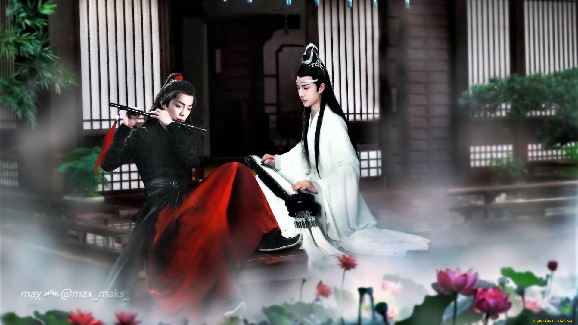 разное, компьютерный, дизайн, вэй, усянь, лань, ванцзи, флейта, гуцинь, лотосы