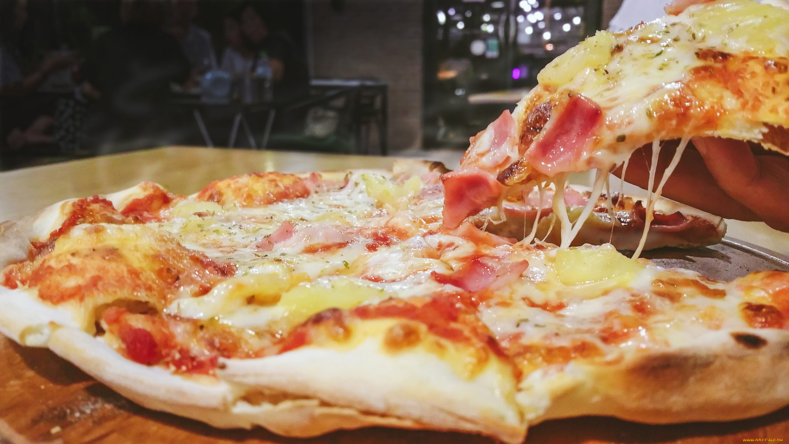 еда, пицца, аппетитная, макро