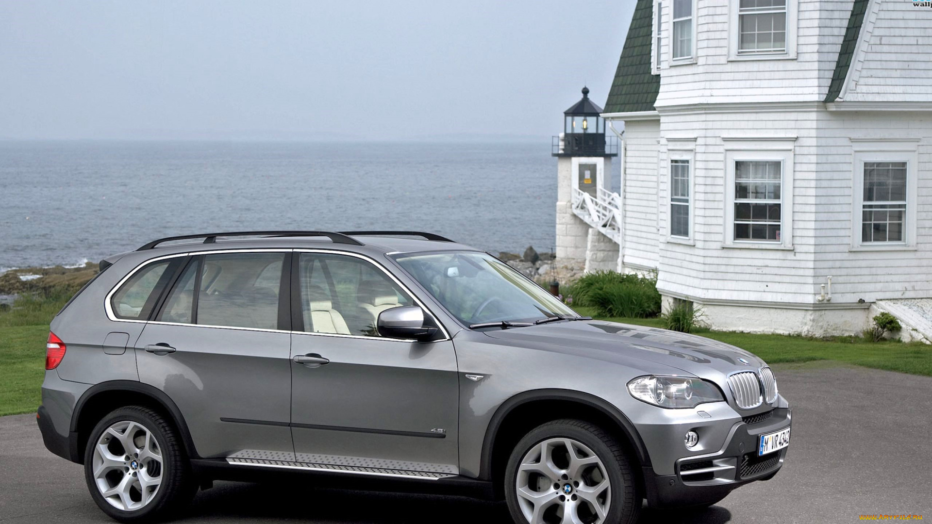 bmw, x5, автомобили, bmw, серебристый, море, особняк