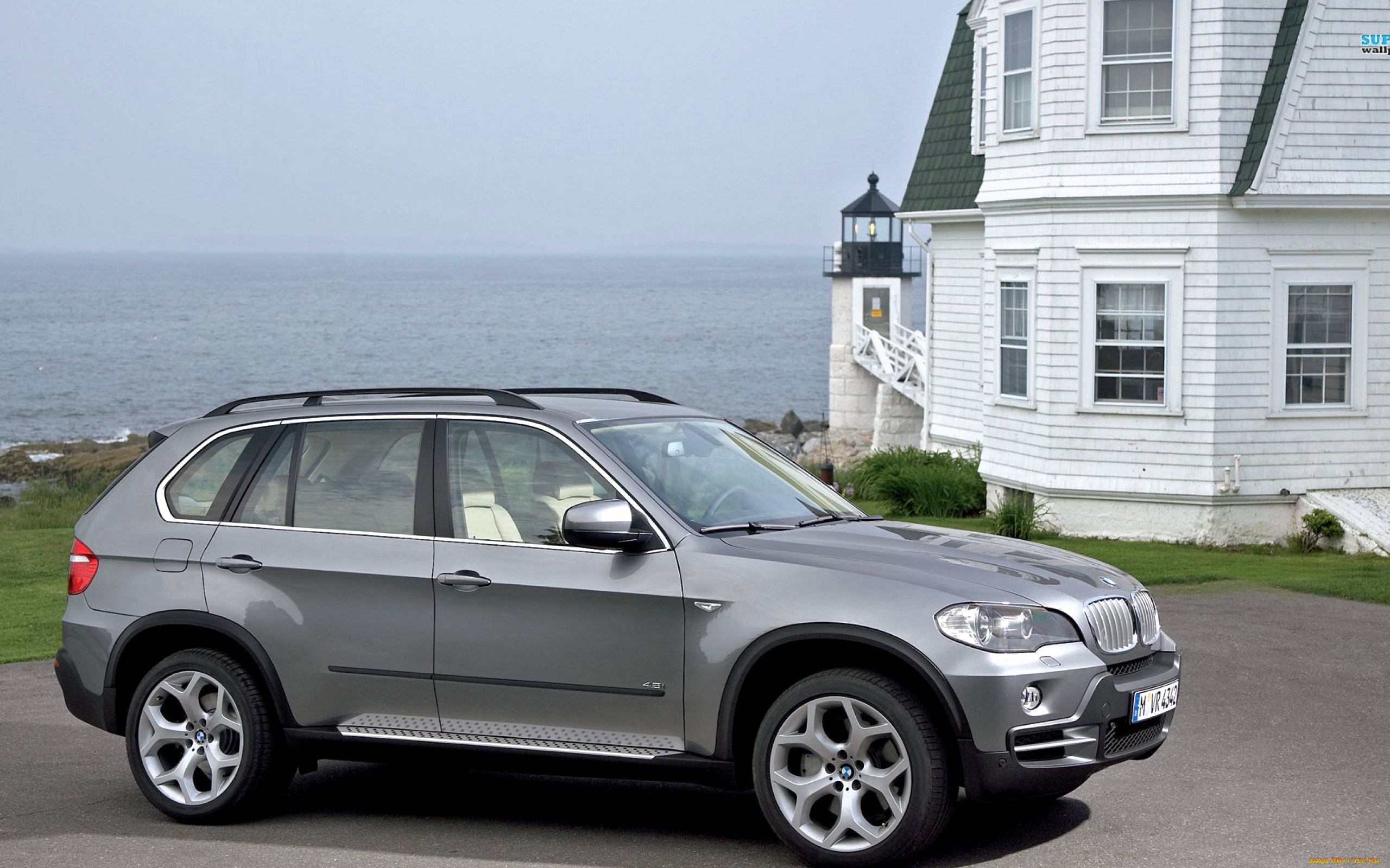 bmw, x5, автомобили, bmw, серебристый, море, особняк