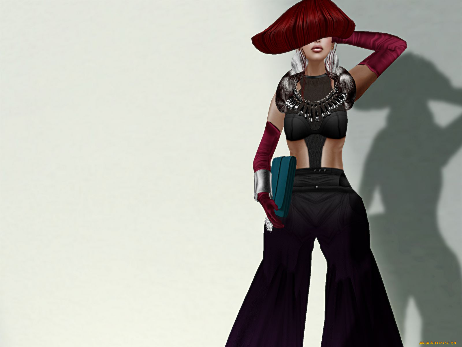 3д, графика, people, люди, колье, перчатки, брюки