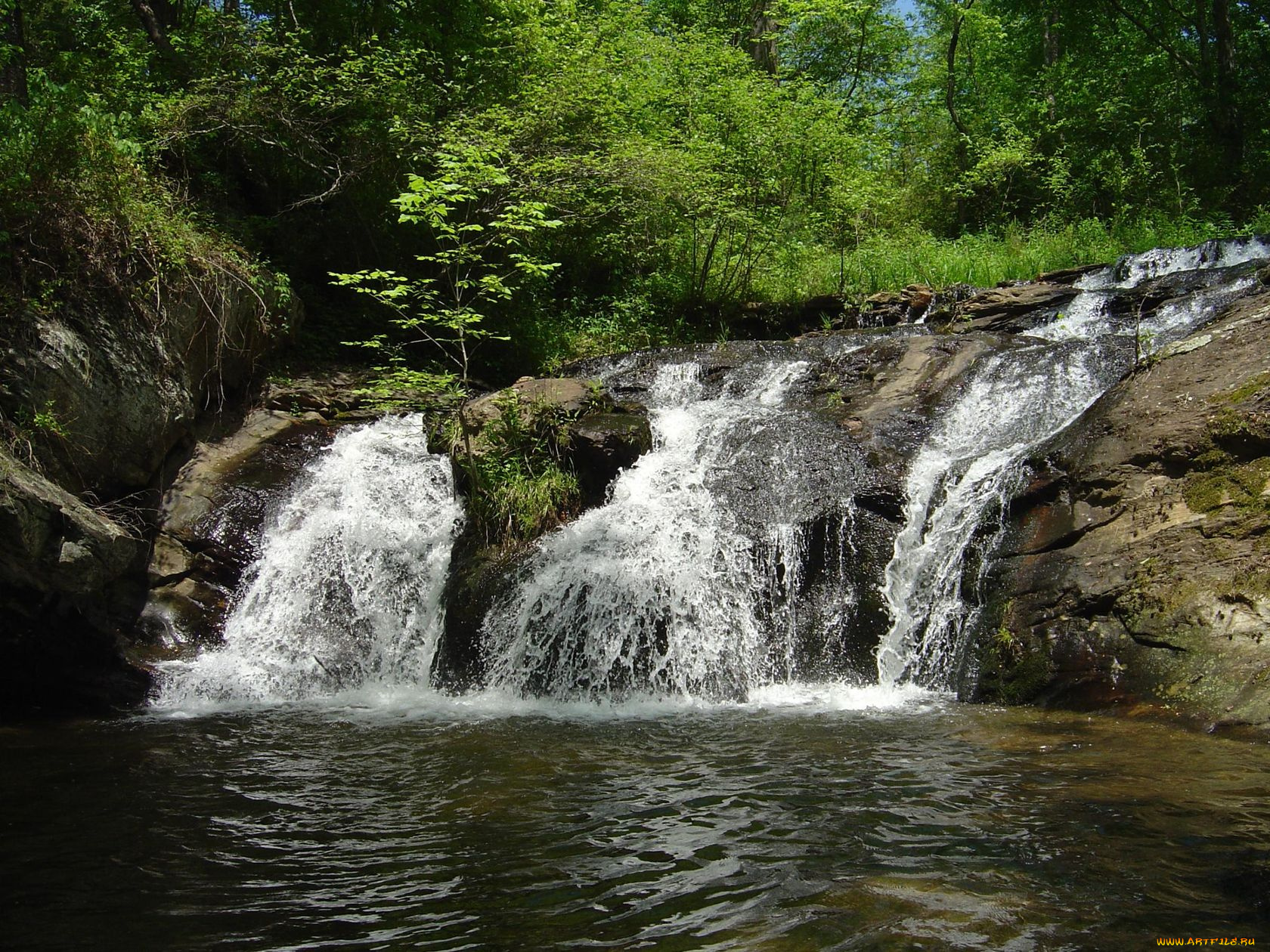природа, водопады, река, лес