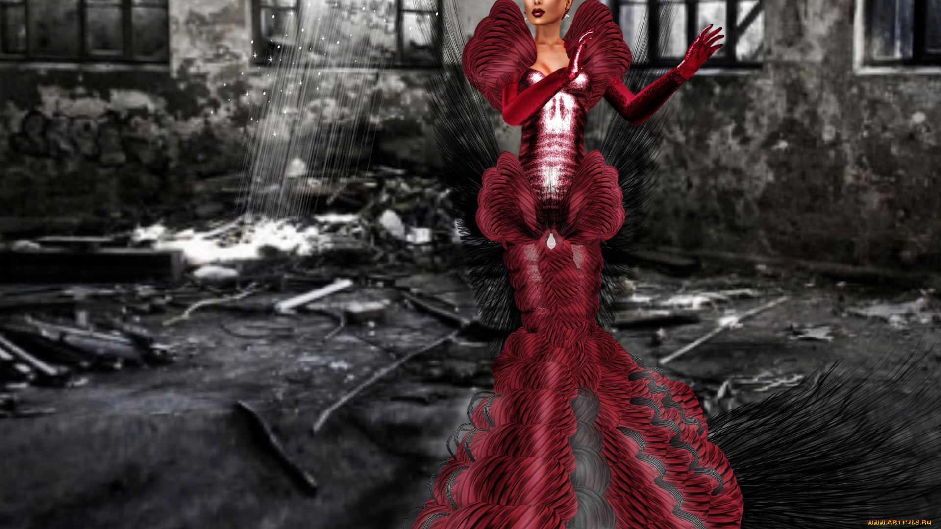 3д, графика, people, люди, платье