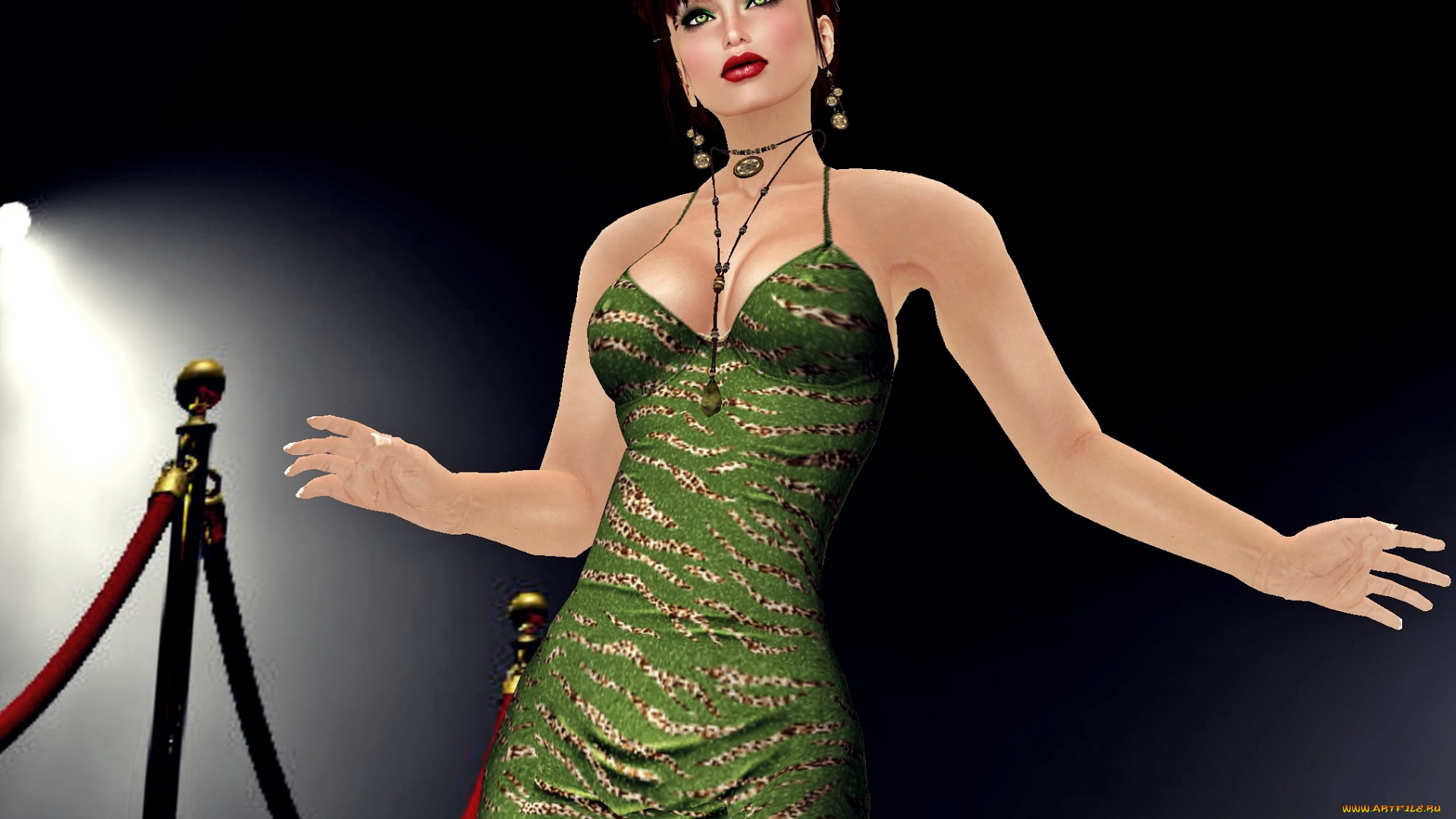 3д, графика, people, люди, платье, колье