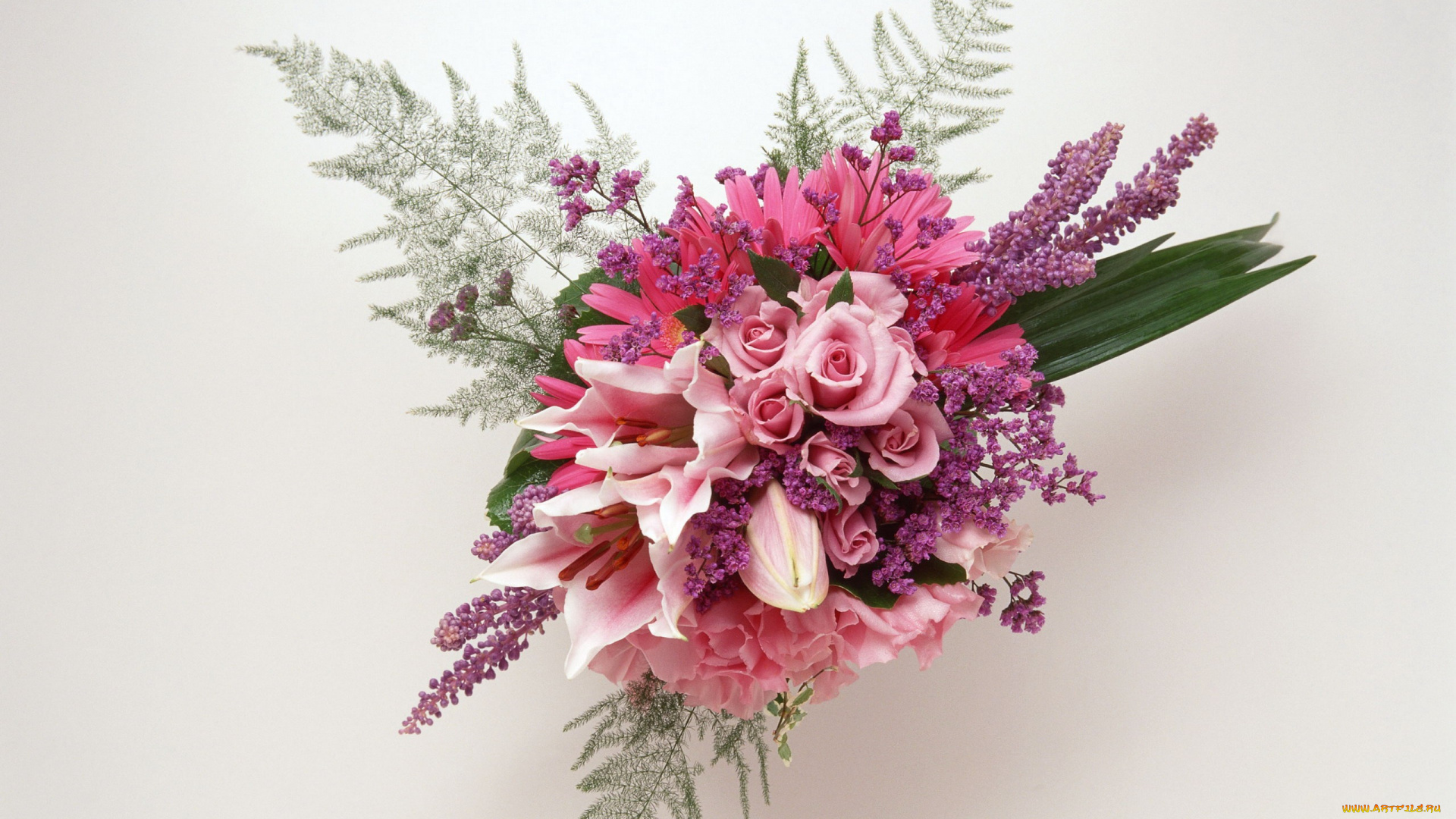 цветы, букеты, композиции, аспарагус, розы, герберы, лилии