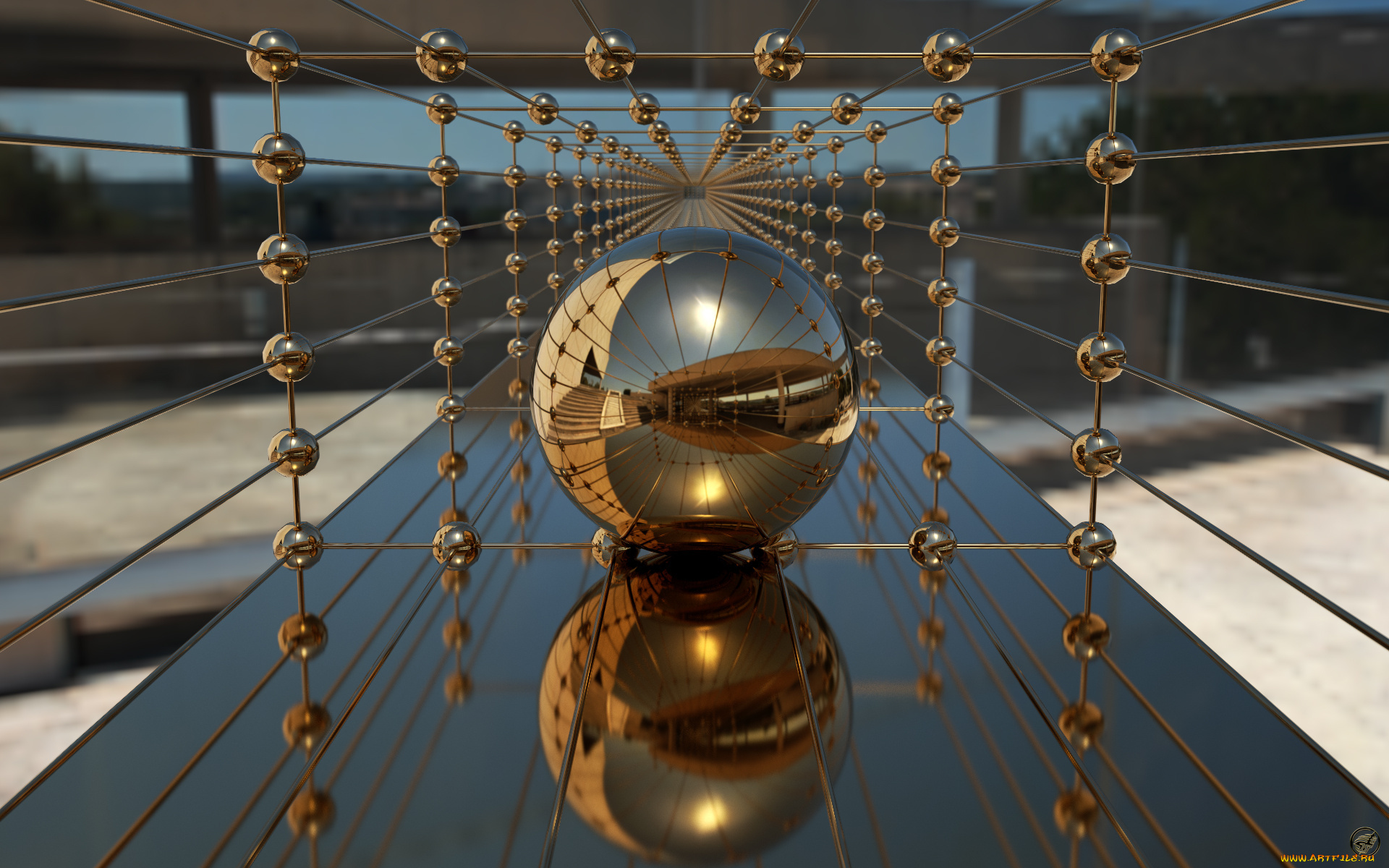 3д, графика, шары, отражение, шар