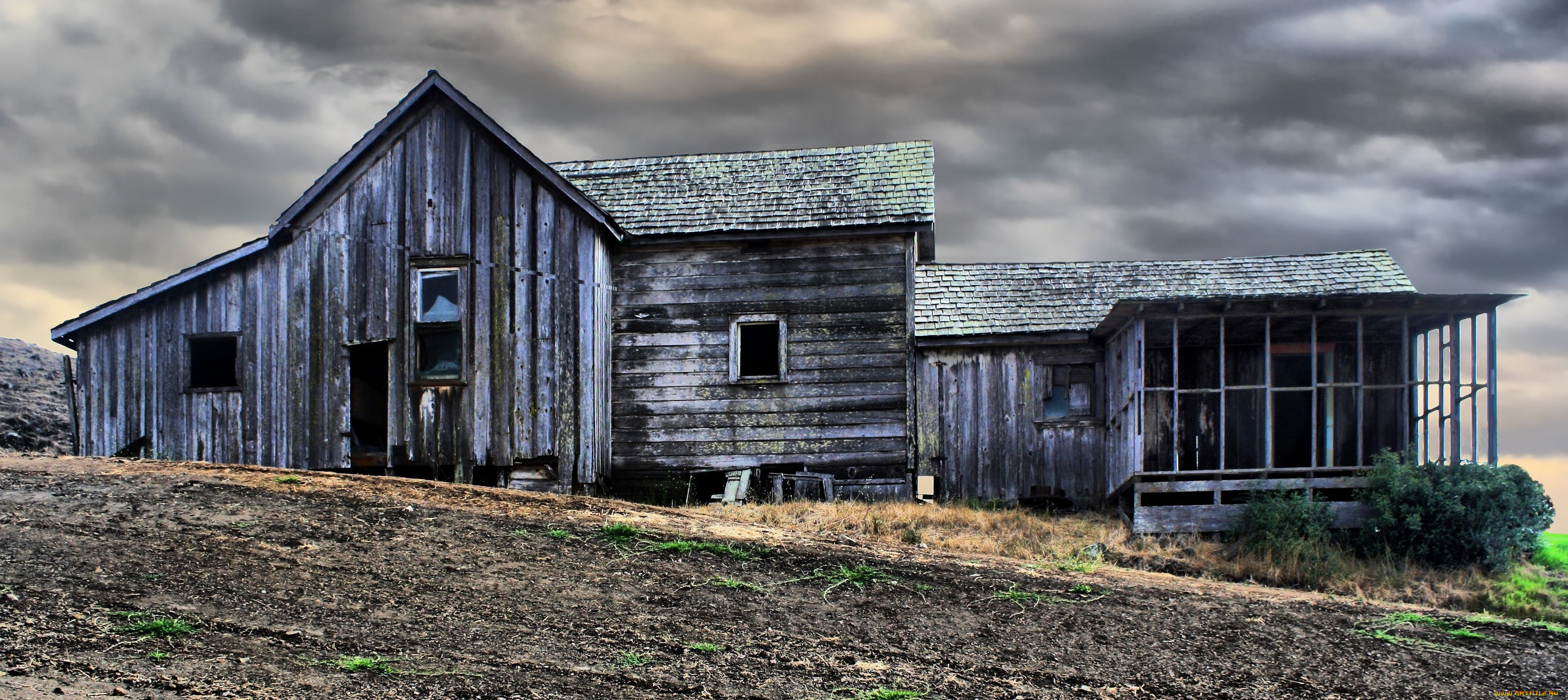 разное, сооружения, постройки, тучи, развалина, дом