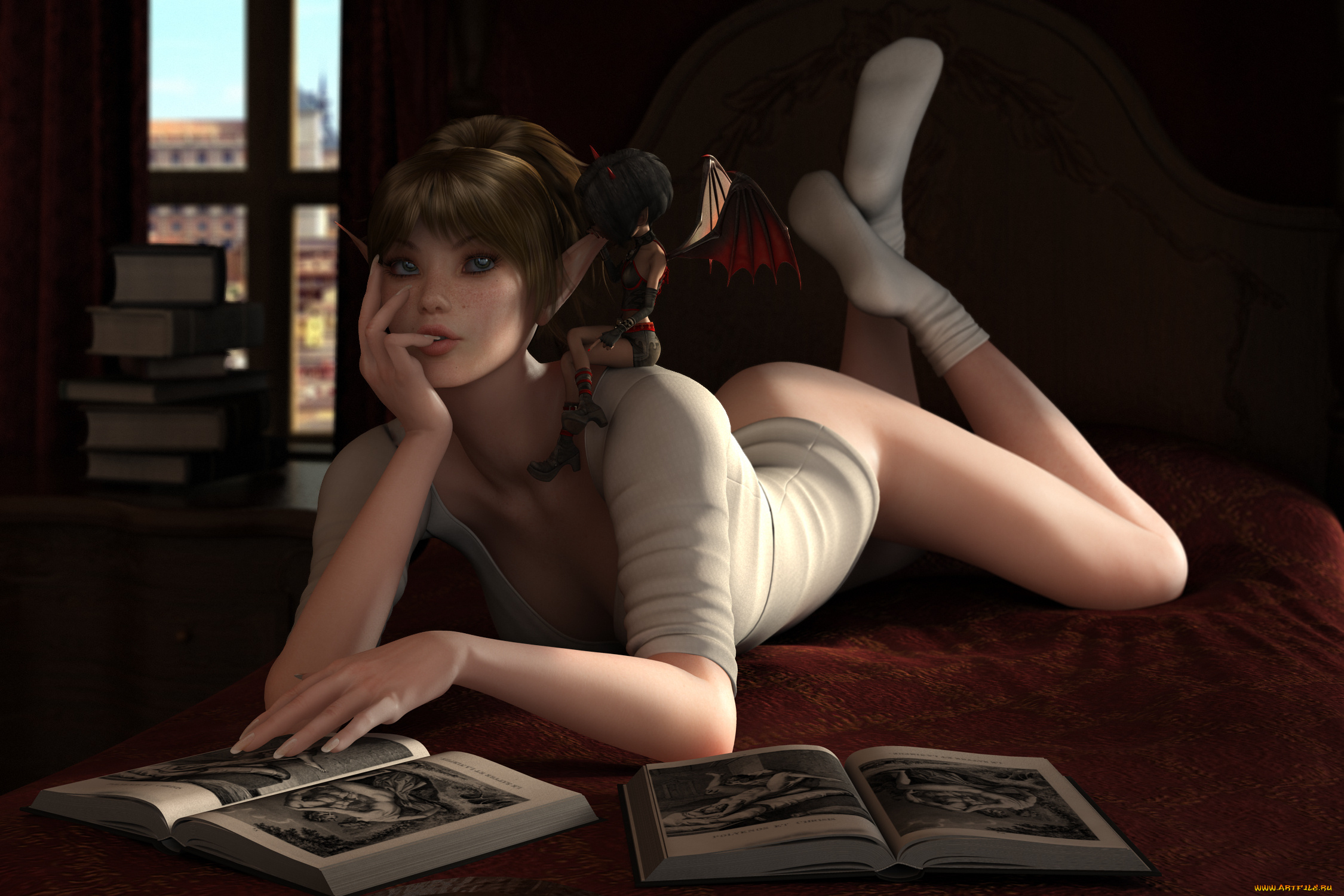 3д, графика, people, люди, девушка, книга