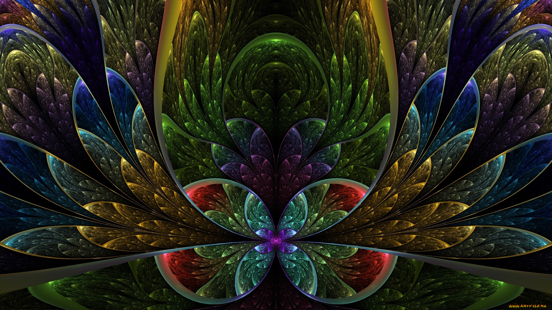 3д, графика, fractal, фракталы, полуокружности, разноцветье