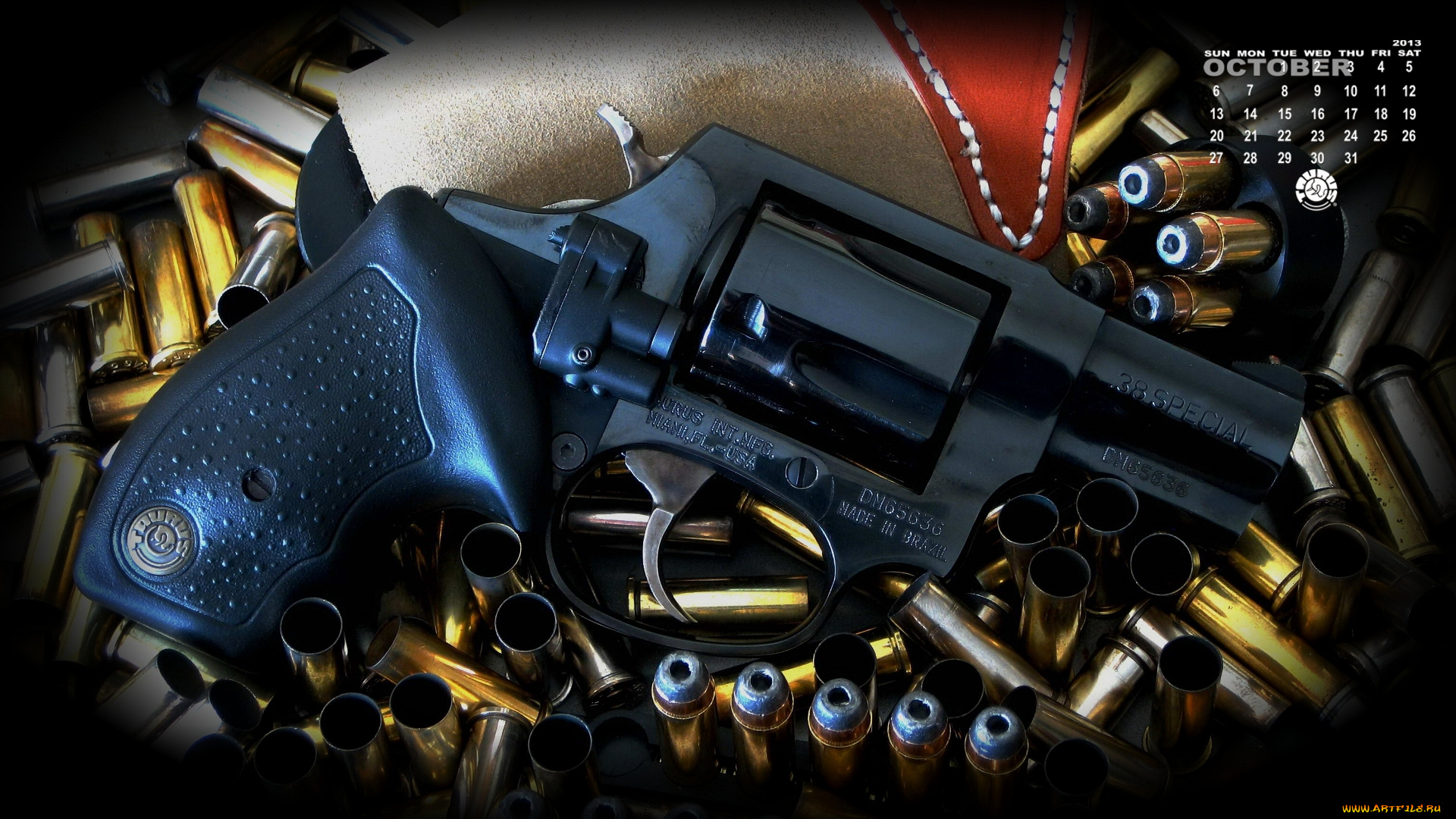 календари, оружие, пули, револьвер