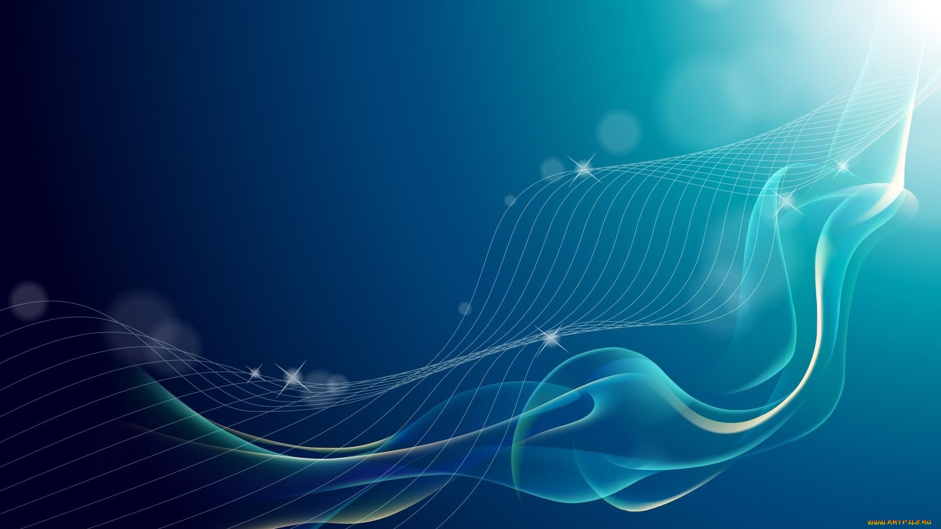 3д, графика, абстракция, , abstract, блики, плавность, линии, полосы, синий, фон