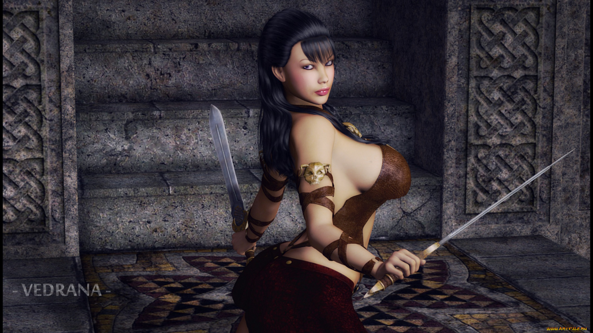 3д, графика, амазонки, , amazon, мечи, взгляд, девушка