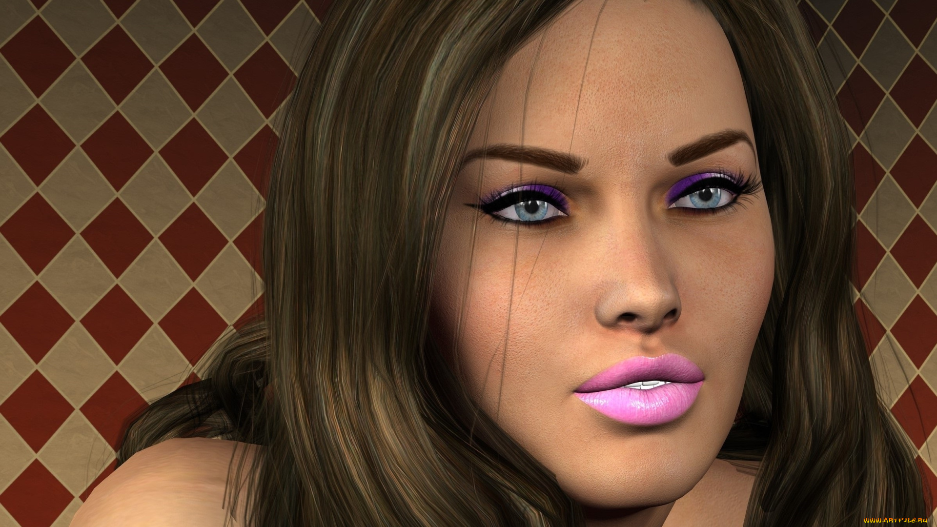 3д, графика, портрет, , portraits, фон, взгляд, девушка