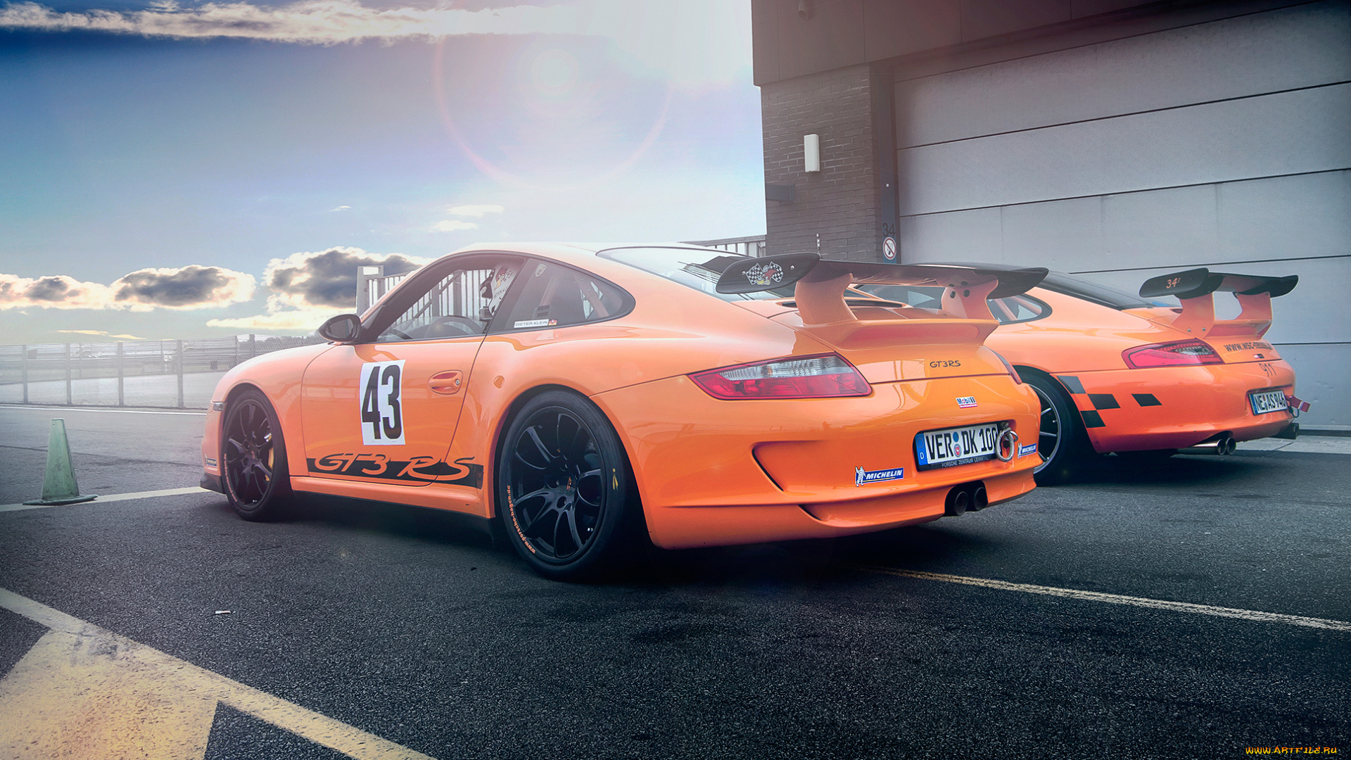 автомобили, porsche, gt3, 911, racing, turbo, orange