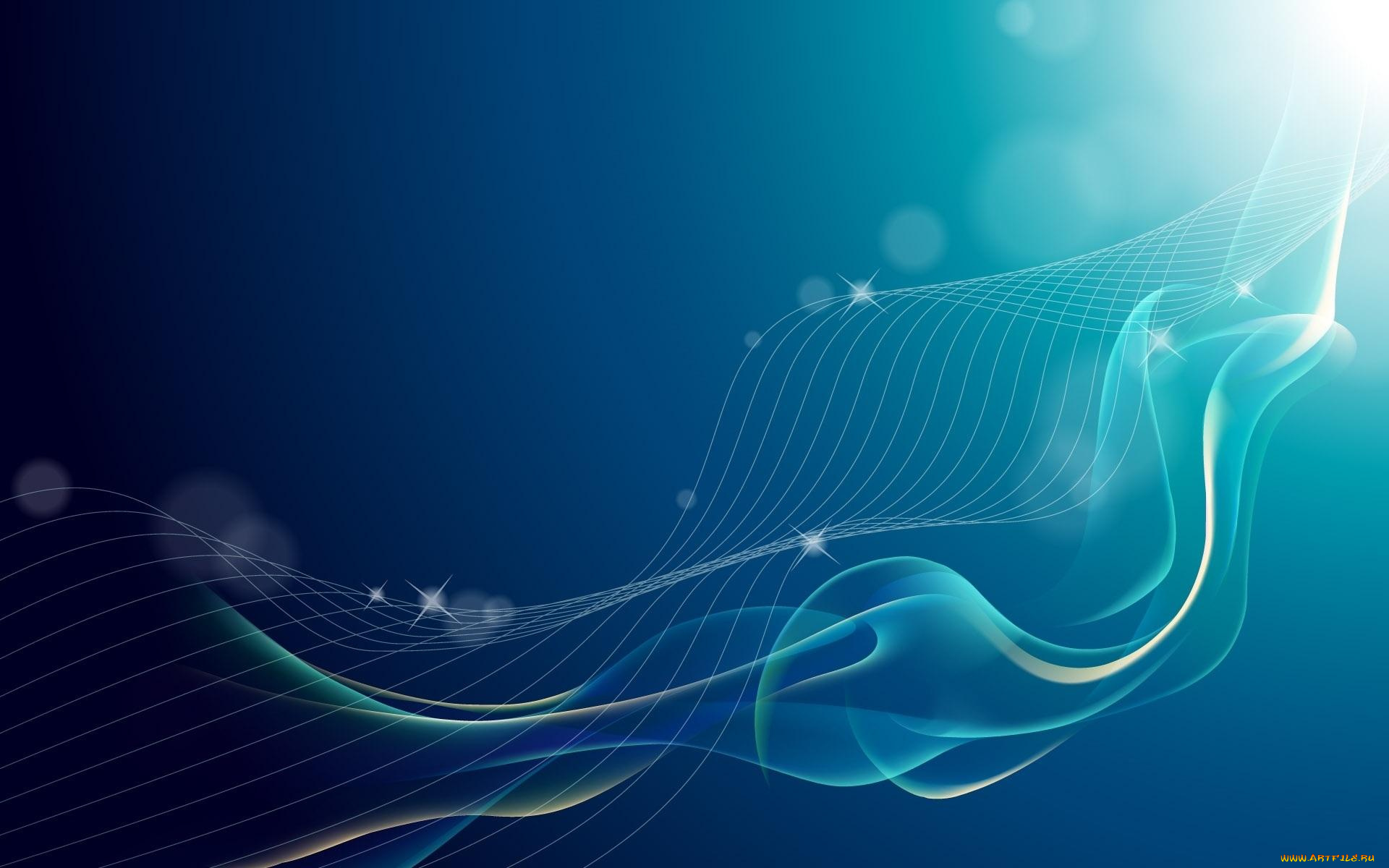 3д, графика, абстракция, , abstract, блики, плавность, линии, полосы, синий, фон