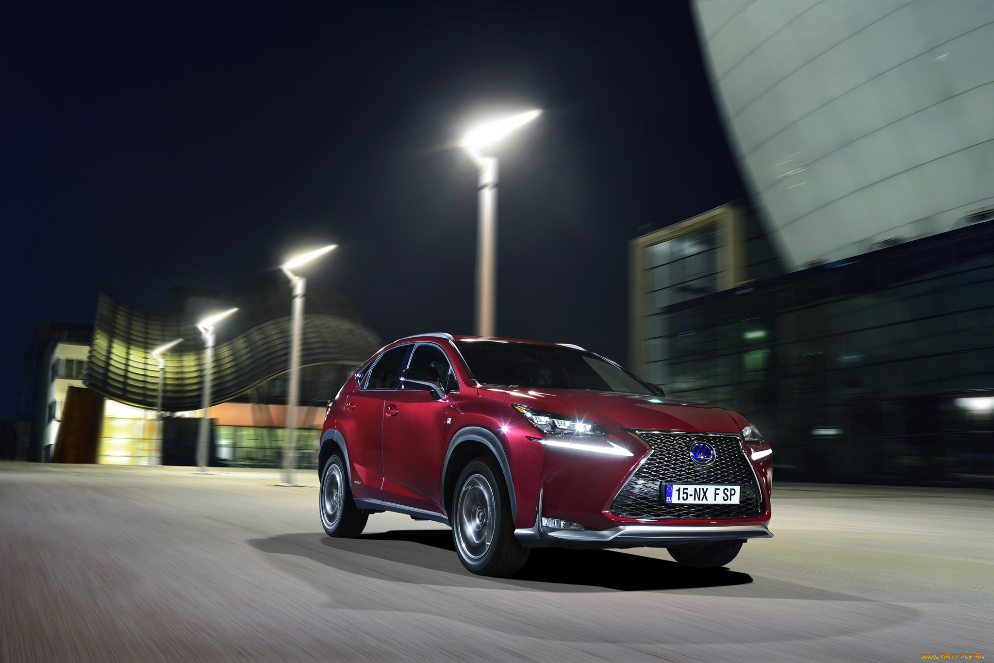 2015, lexus, nx, 300h, f-sport, автомобили, lexus, бордовый, металлик, фонари, ночь