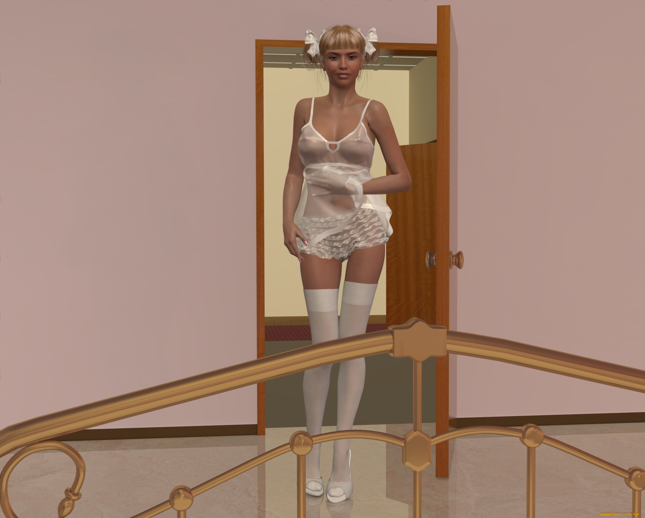 3д, графика, люди, , people, гувернантка, бантики, взгляд, девушка