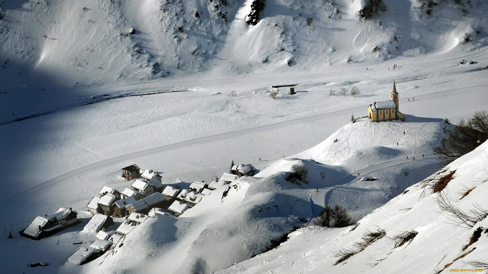 города, -, католические, соборы, , костелы, , аббатства, горы, зима, храм, дома