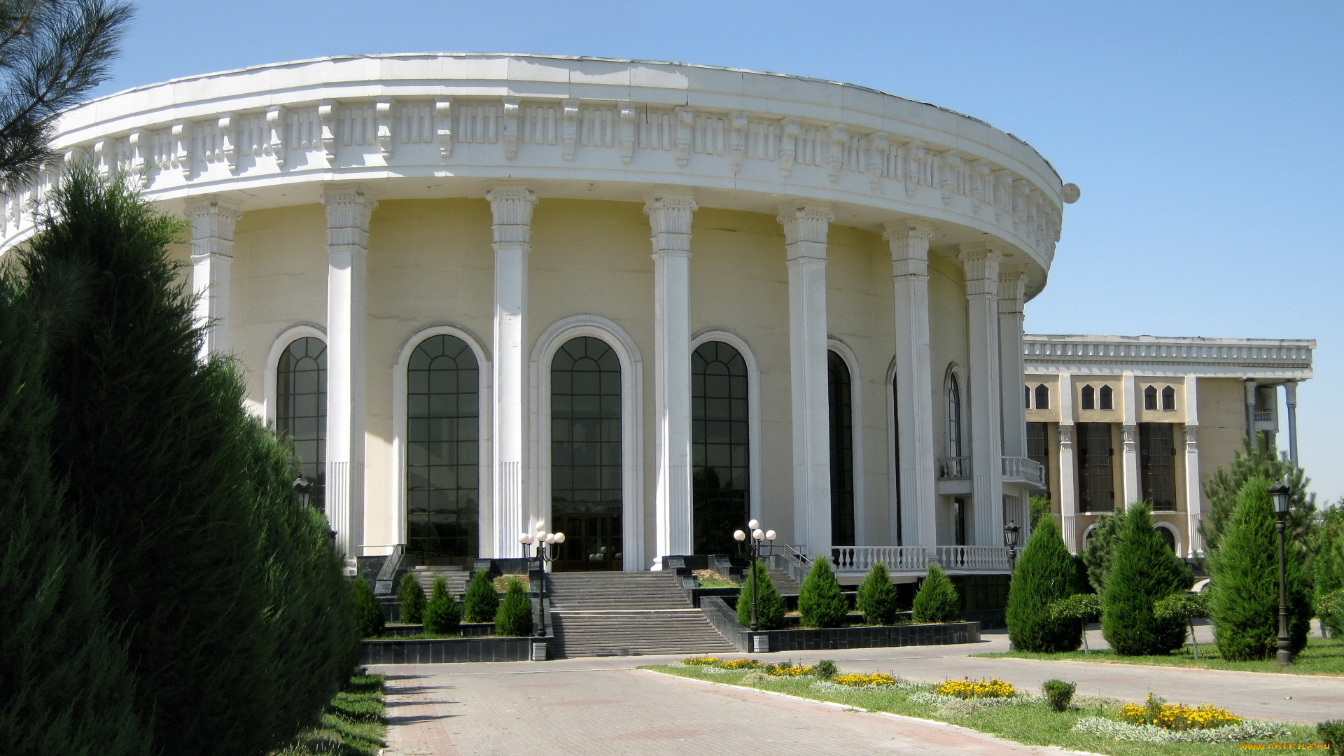 консерватория, города, -, другое, восток, ташкент, здание, лето