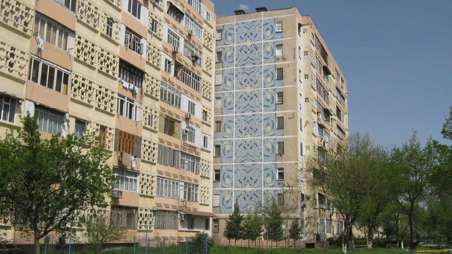 мозаика, ташкента, города, -, здания, , дома, здание, восток, ташкент