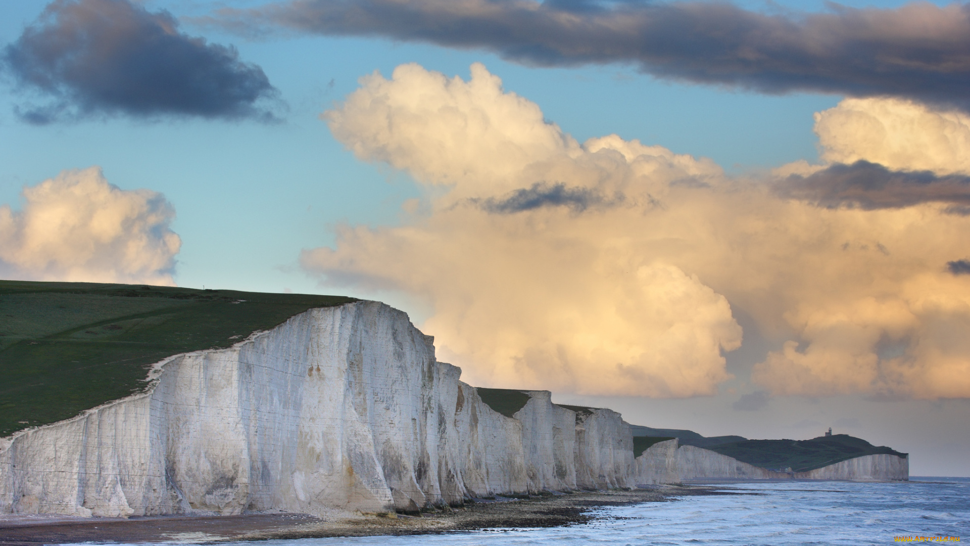 природа, побережье, облака, небо, море, скала