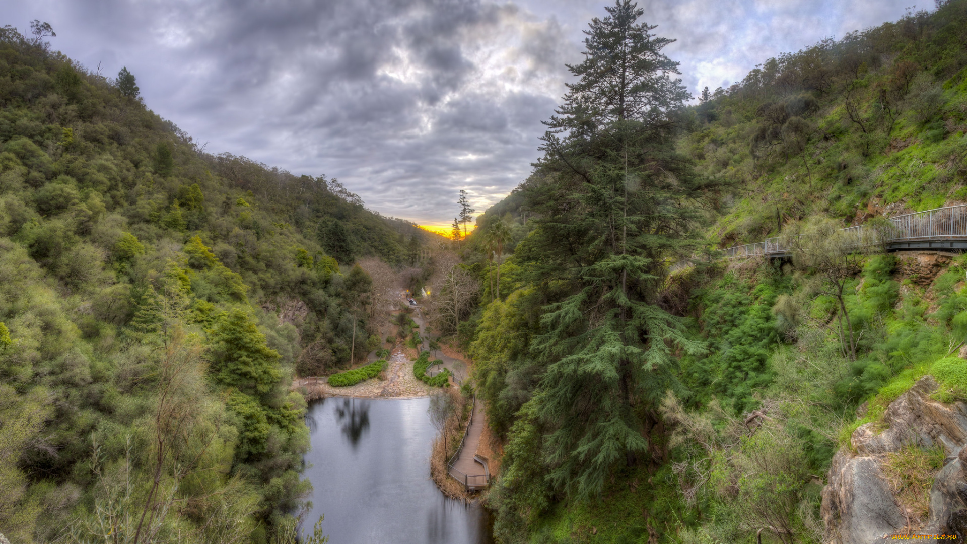 природа, реки, озера, дорога, ущелье, озеро, лес