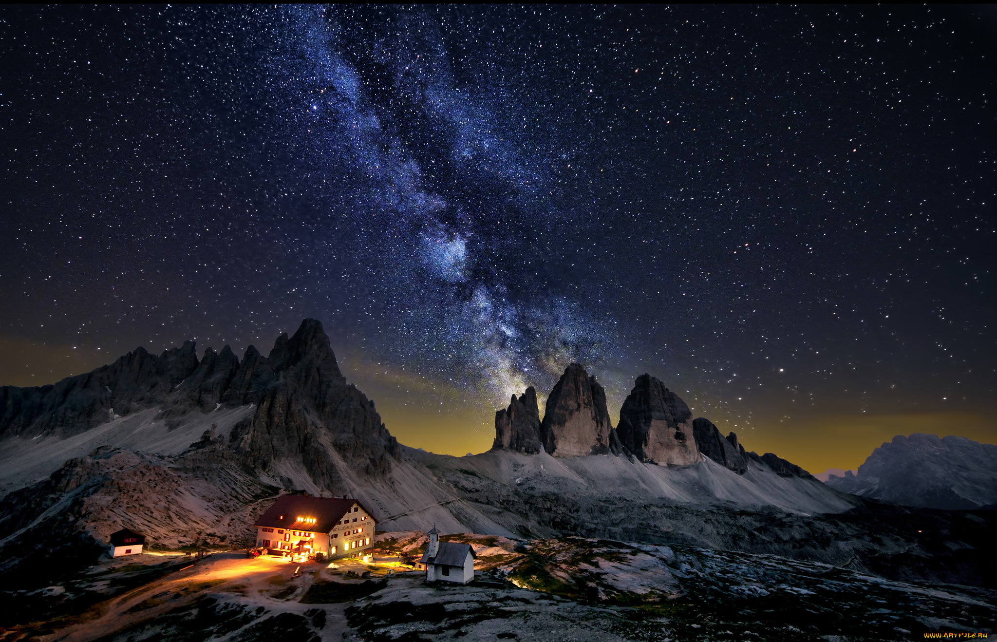 космос, галактики, туманности, дом, природа, горы, ночь