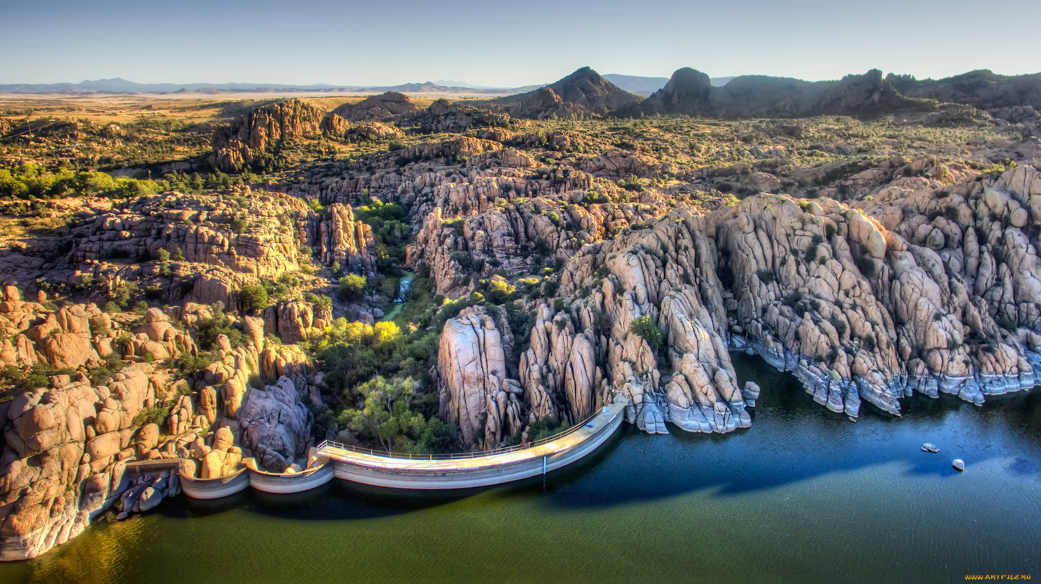 природа, горы, озеро, дамба