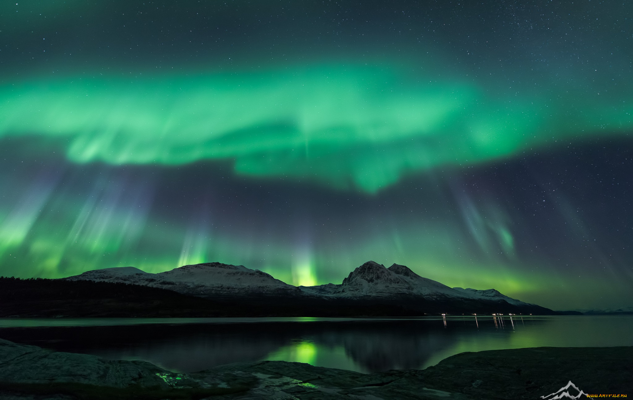 природа, северное, сияние, ночь, северное, сияние