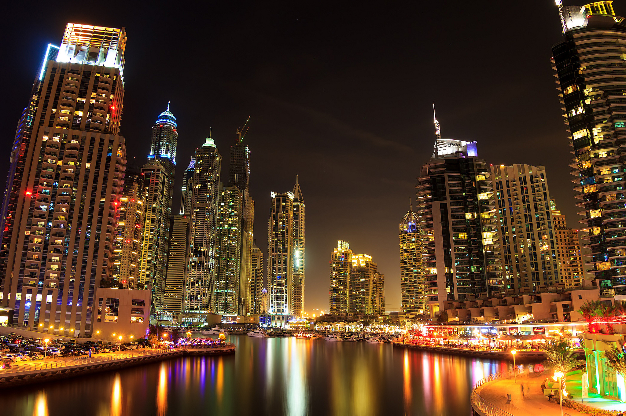 dubai, города, дубай, , оаэ, небоскребы, огни, ночь