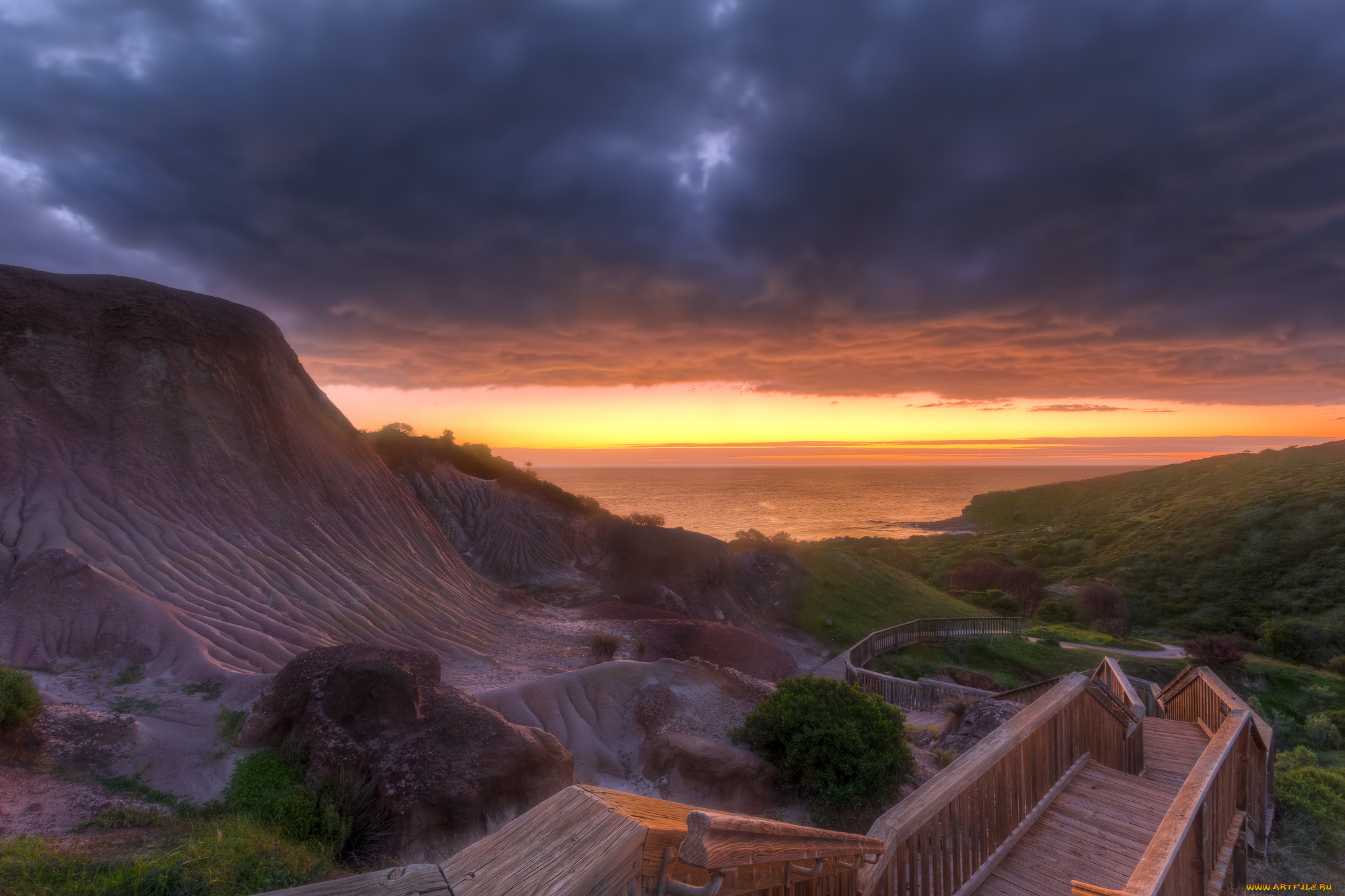 природа, восходы, закаты, океан, заря