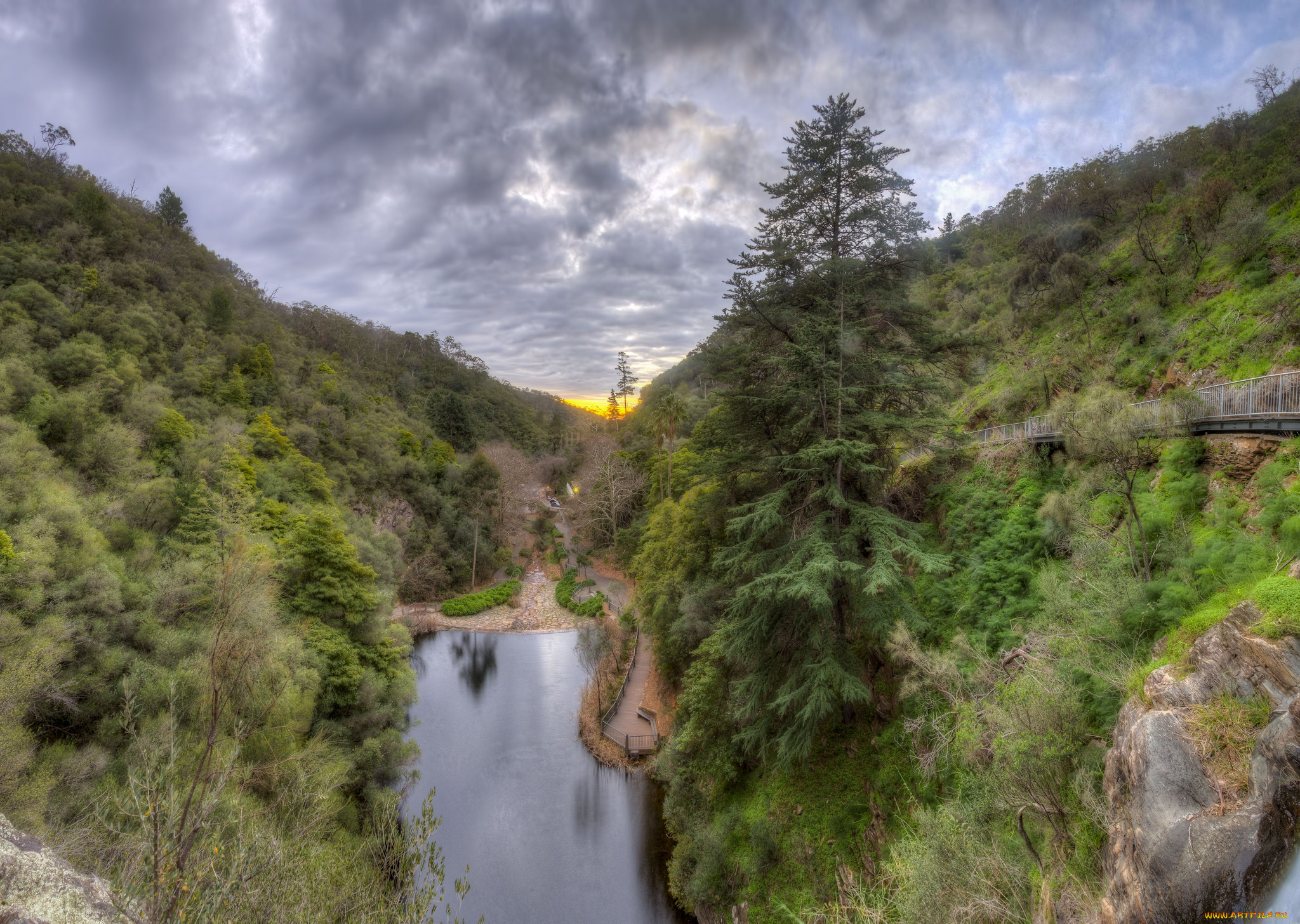 природа, реки, озера, дорога, ущелье, озеро, лес