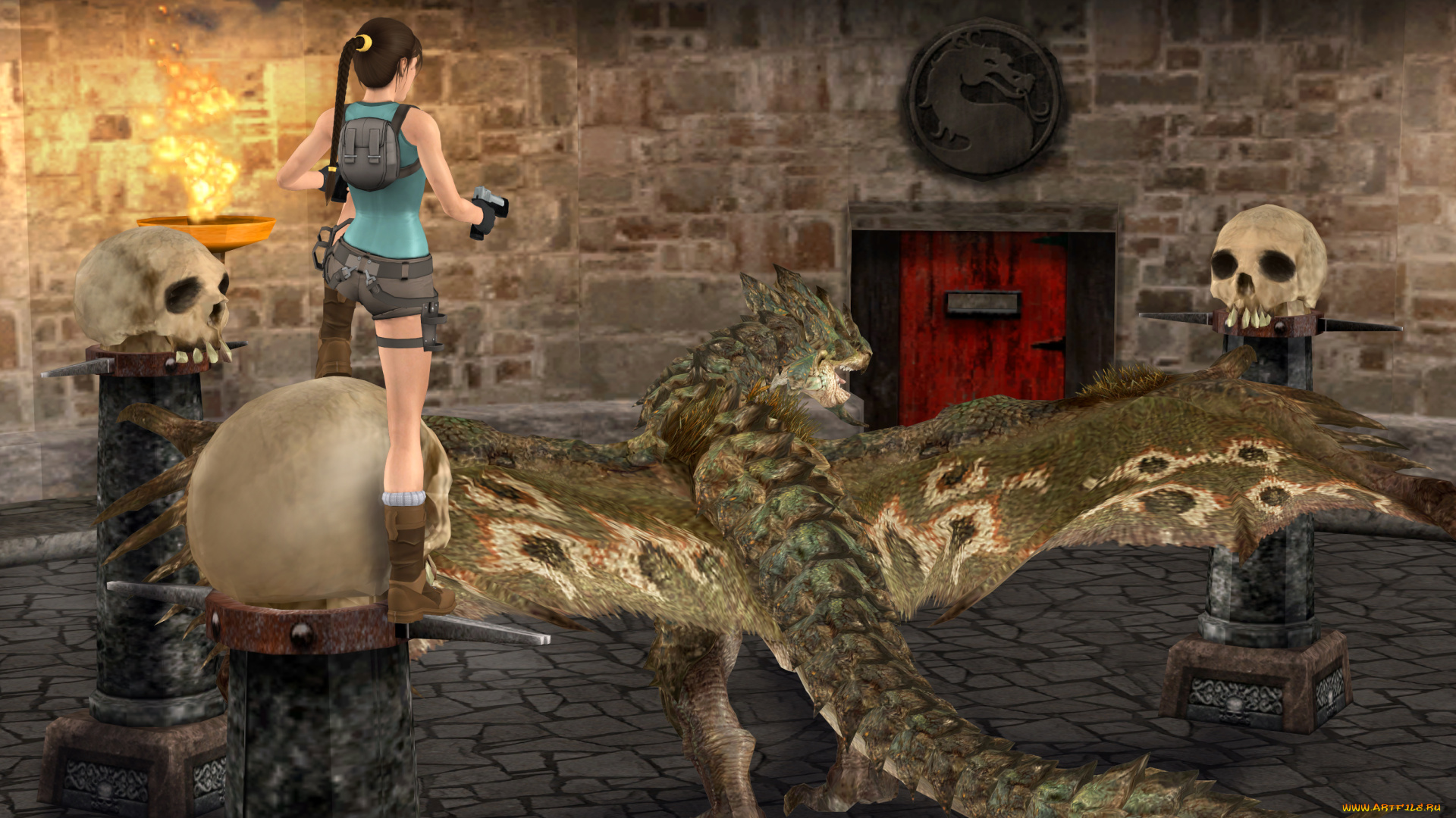 3д, графика, фантазия, , fantasy, взгляд, девушка, дракон, фон