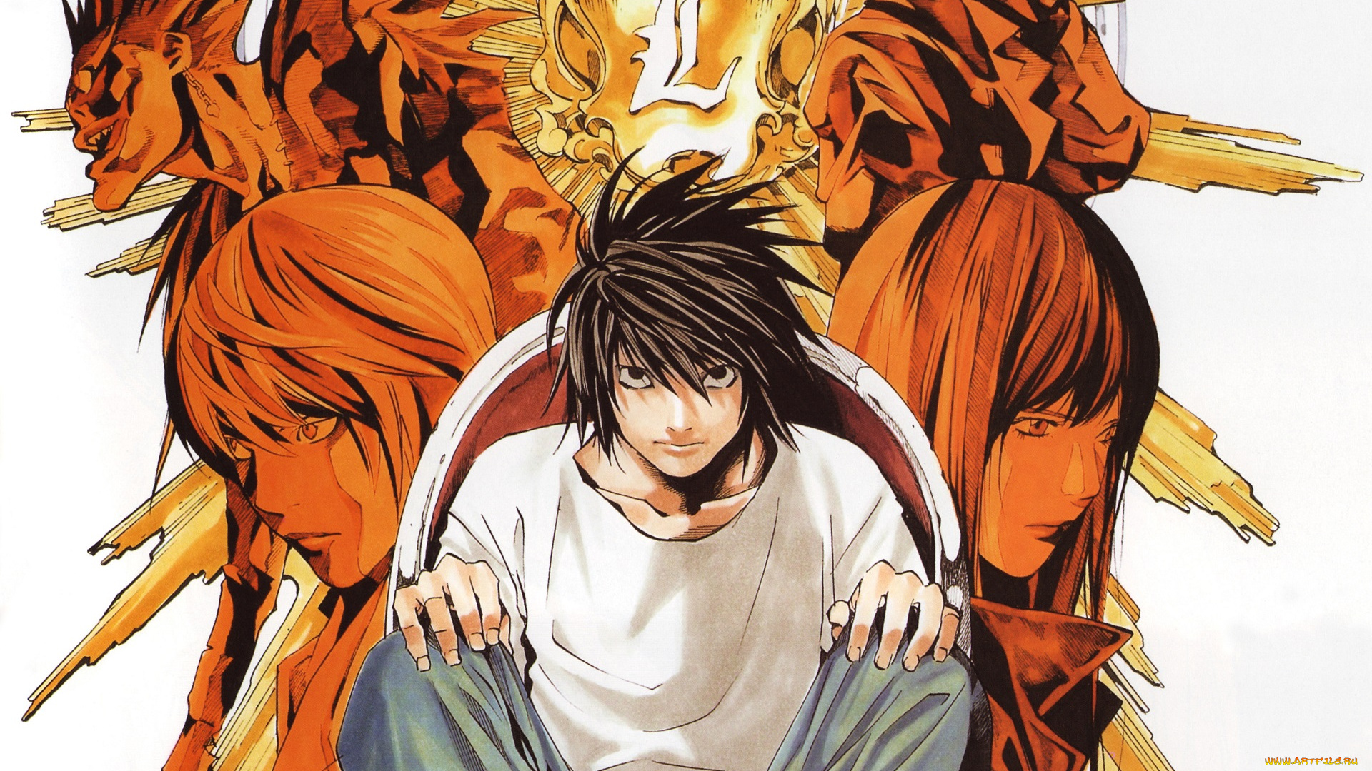 аниме, death, note, л