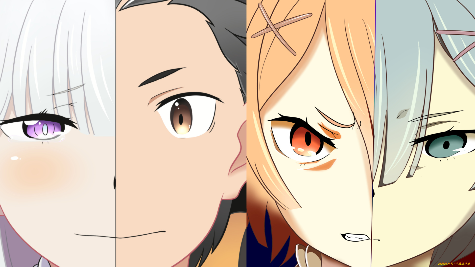 аниме, re, , zero, kara, hajimeru, isekai, seikatsu, рем, рам, субару, эмилия