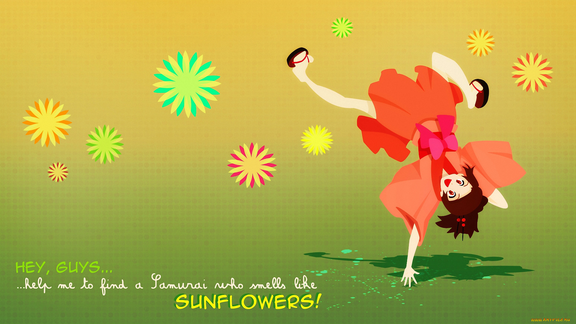 аниме, samurai, champloo, fuu, кимоно, девушка, цветы