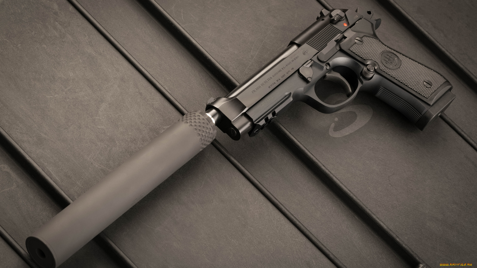 оружие, пистолеты, с, глушителемглушители, ствол