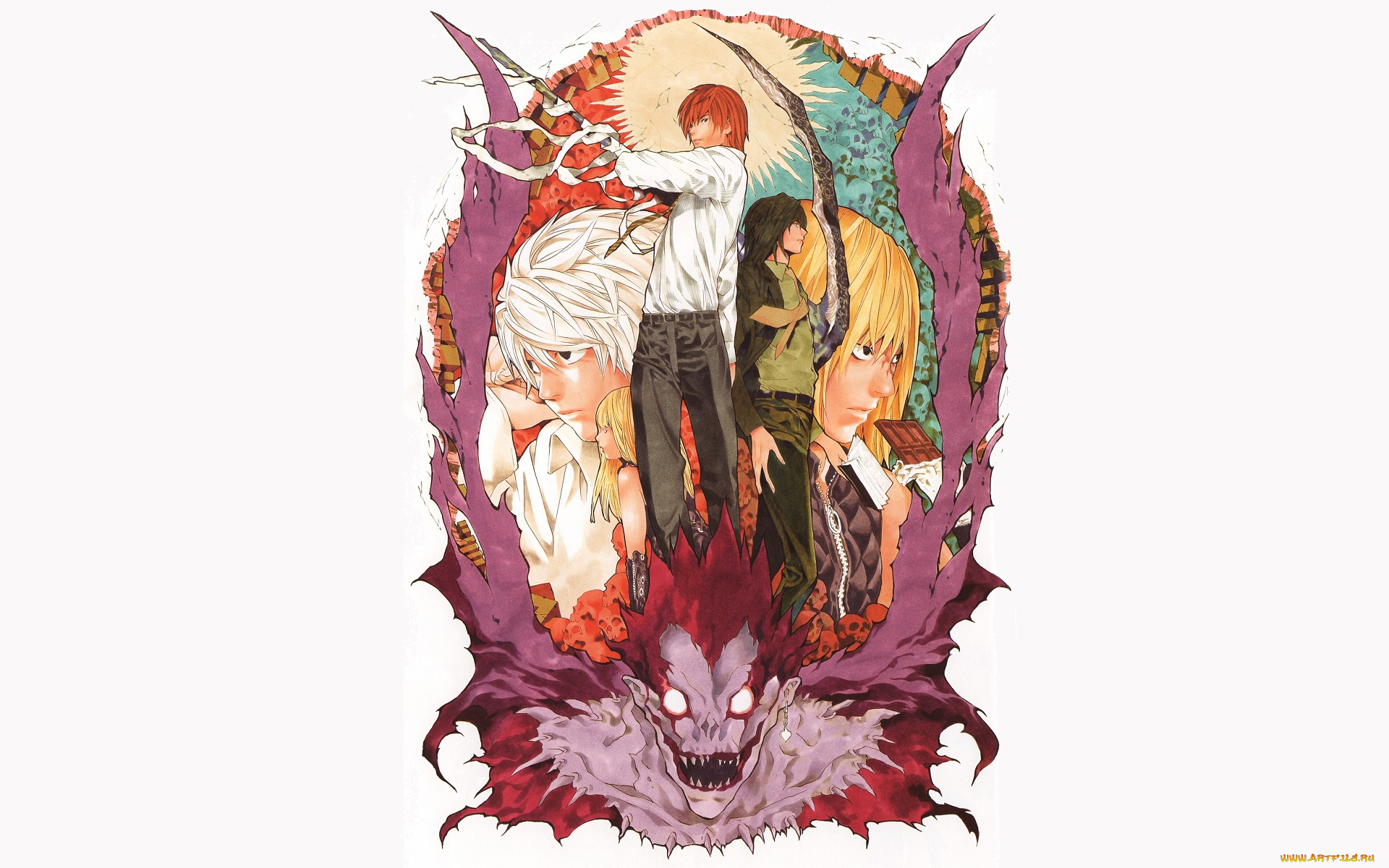 аниме, death, note, лайт