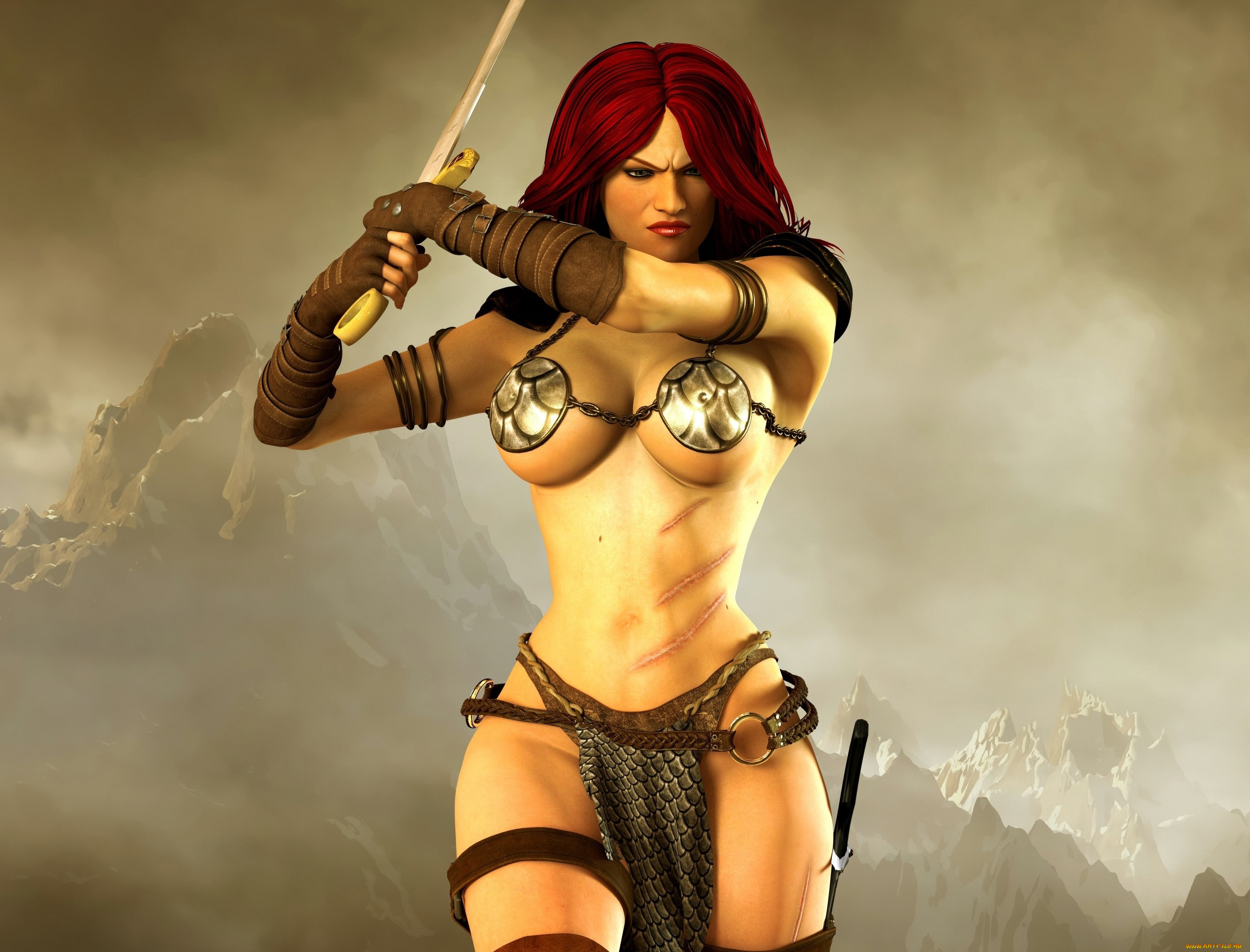 3д, графика, амазонки, , amazon, фон, взгляд, девушка